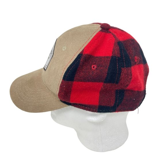 Bass Pro Shops Red Black Buffalo Plaid Hat Snapback Gone‎ Fishing Cap Adjustable - Picture 3 of 7